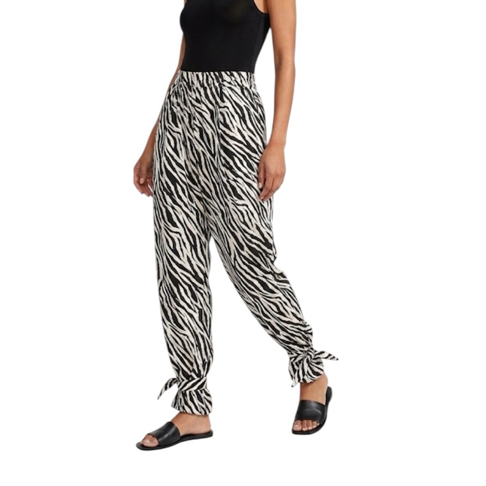 K TOO High Waisted 100% Cotton Black & White Animal Print Pants Size: Large - Picture 10 of 10